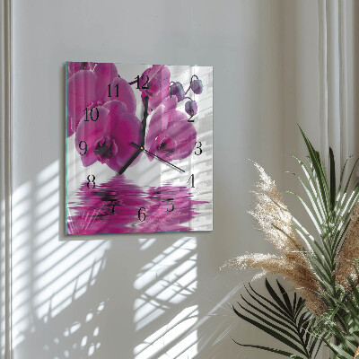 Quadrato orologio in vetro decorativo Orchidea