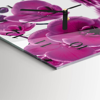 Quadrato orologio in vetro decorativo Orchidea