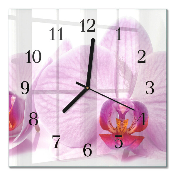 Quadrato orologio in vetro decorativo Orchidea