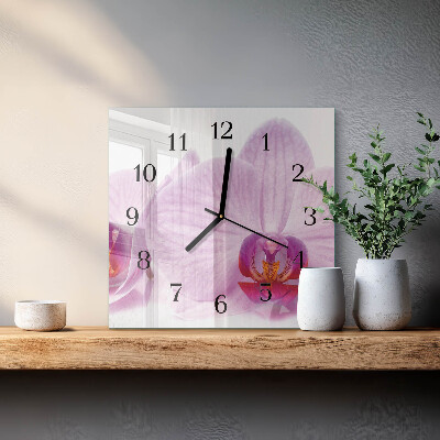 Quadrato orologio in vetro decorativo Orchidea