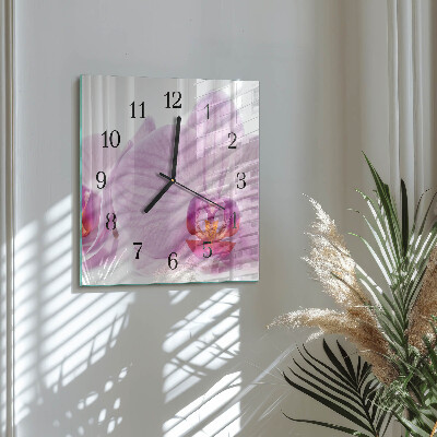 Quadrato orologio in vetro decorativo Orchidea