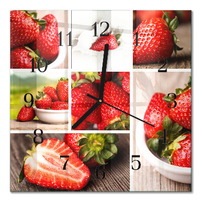 Quadrato orologio da parete Fragole