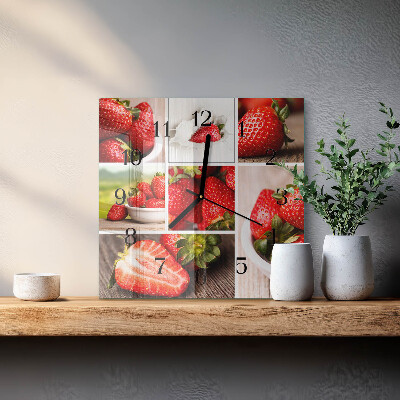 Quadrato orologio da parete Fragole