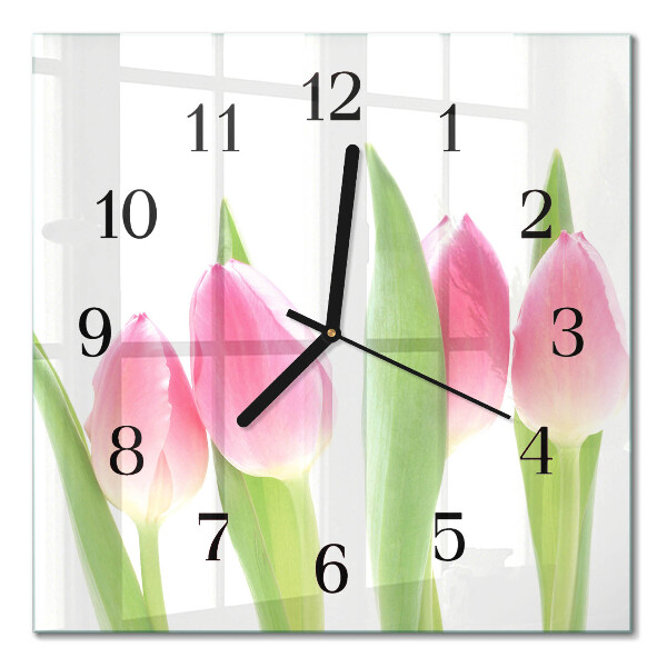 Quadrato orologio da parete Tulipani