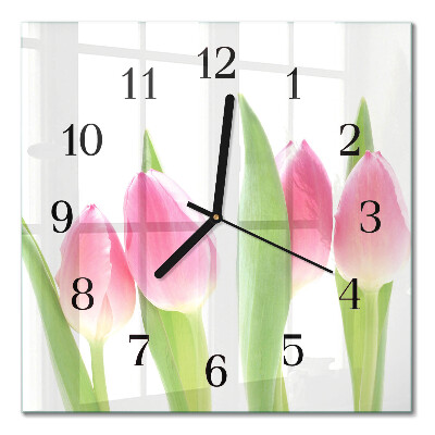 Quadrato orologio da parete Tulipani