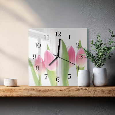 Quadrato orologio da parete Tulipani