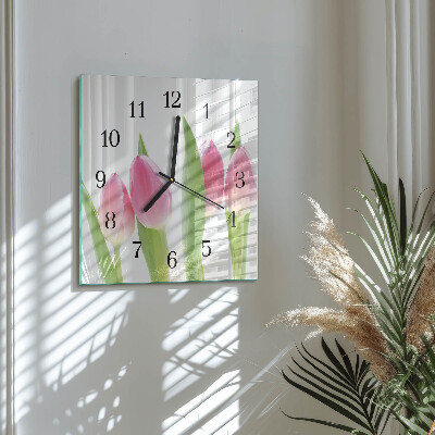 Quadrato orologio da parete Tulipani