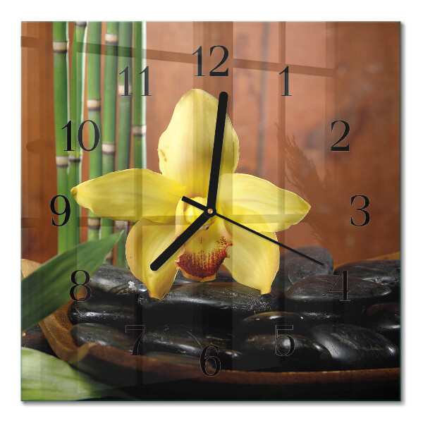 Quadrato orologio da parete Orchidea di bambù