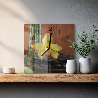 Quadrato orologio da parete Orchidea di bambù