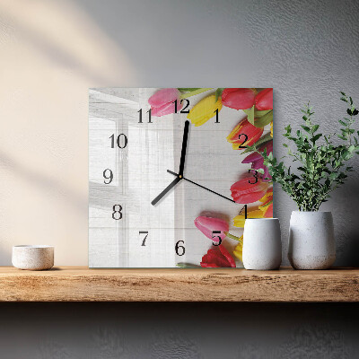 Orologio quadrato Tulipani
