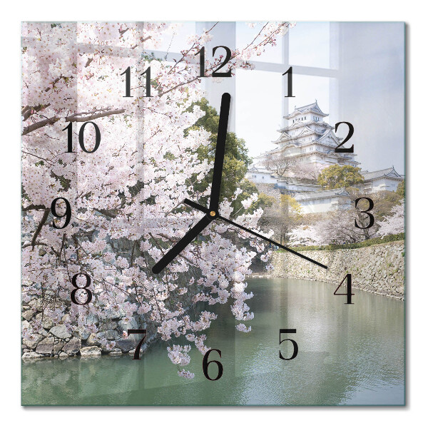 Quadrato orologio in vetro decorativo Alberi di ciliegio