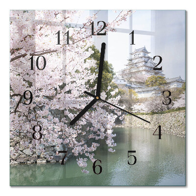 Quadrato orologio in vetro decorativo Alberi di ciliegio