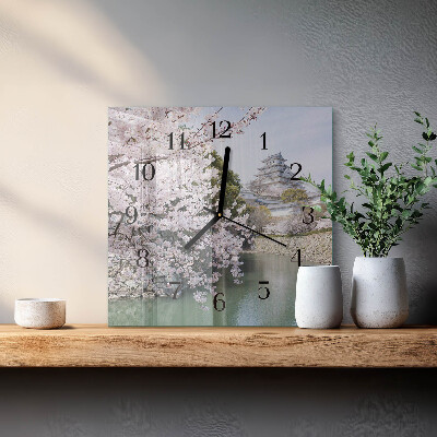 Quadrato orologio in vetro decorativo Alberi di ciliegio