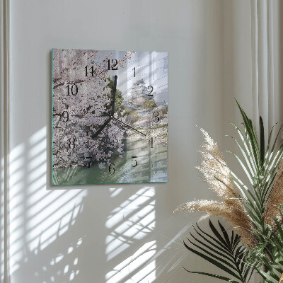Quadrato orologio in vetro decorativo Alberi di ciliegio