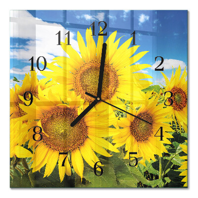 Quadrato orologio da parete Girasoli