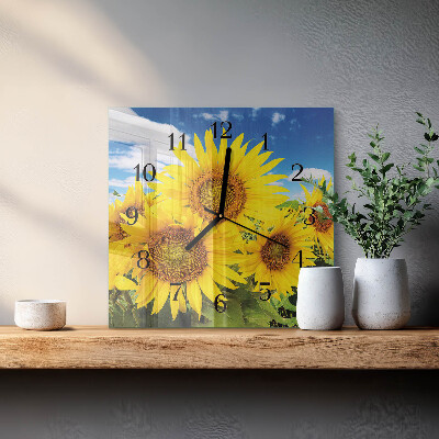 Quadrato orologio da parete Girasoli