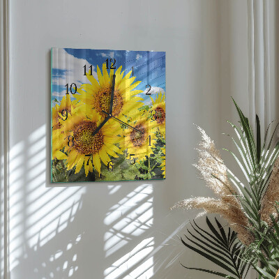 Quadrato orologio da parete Girasoli
