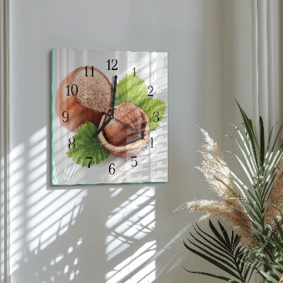 Quadrato orologio in vetro decorativo Nocciole