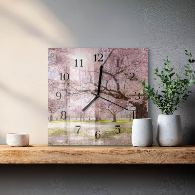Orologio quadrato in vetro Alberi di ciliegio