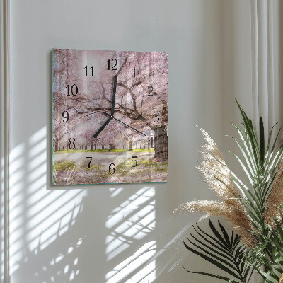 Orologio quadrato in vetro Alberi di ciliegio