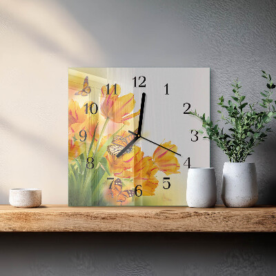 Orologio quadrato Tulipani