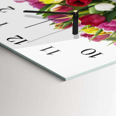Orologio quadrato in vetro Tulipani
