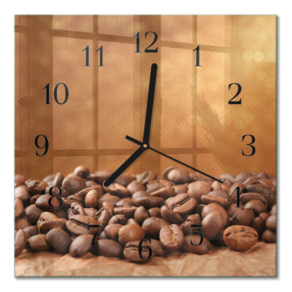 Quadrato orologio da parete Chicchi di caffè