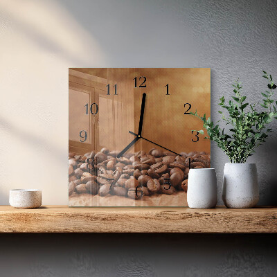 Quadrato orologio da parete Chicchi di caffè