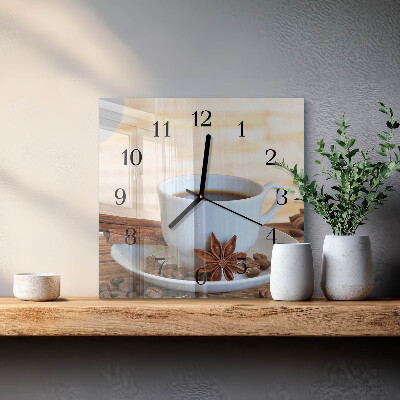 Quadrato orologio da parete Caffè