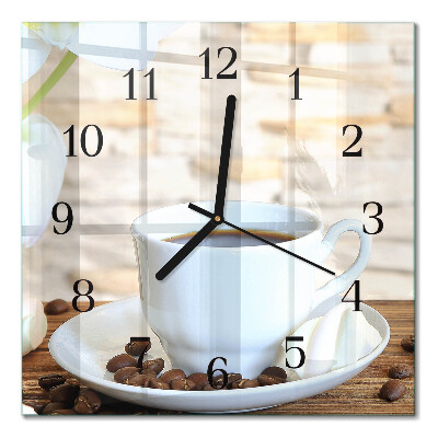 Quadrato orologio in vetro decorativo Caffè