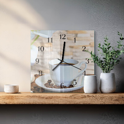 Quadrato orologio in vetro decorativo Caffè