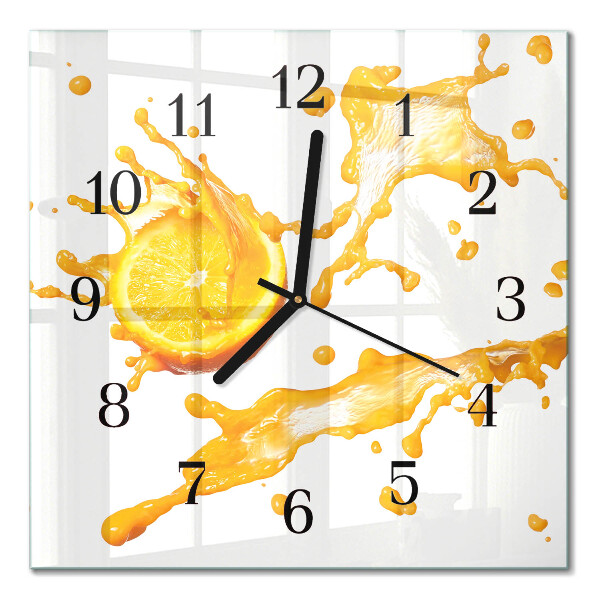 Quadrato orologio da parete Succo d'arancia