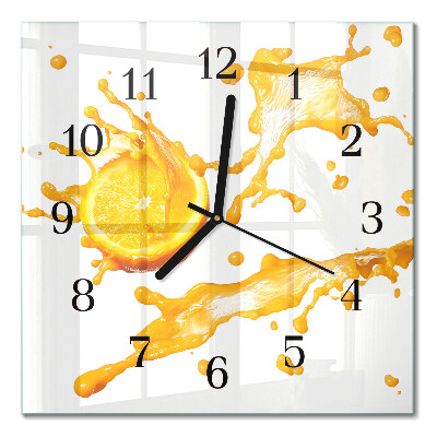 Quadrato orologio da parete Succo d'arancia