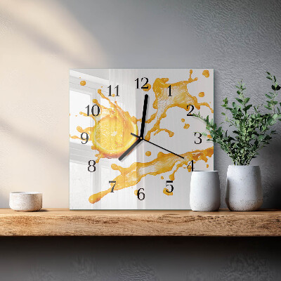 Quadrato orologio da parete Succo d'arancia