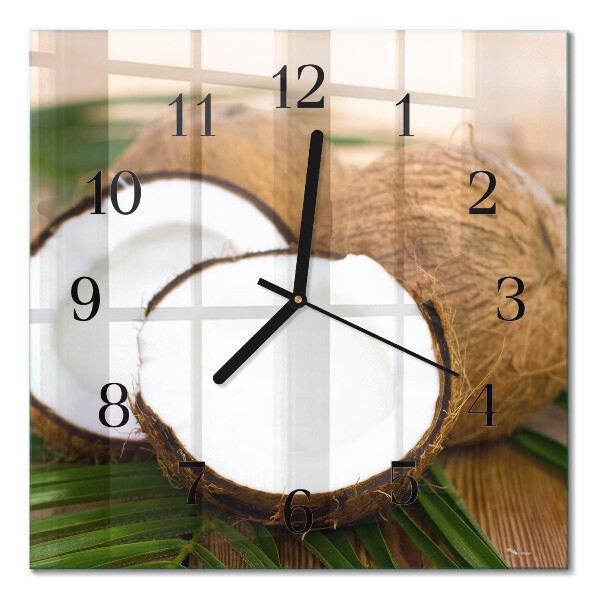 Quadrato orologio in vetro decorativo Noci di cocco