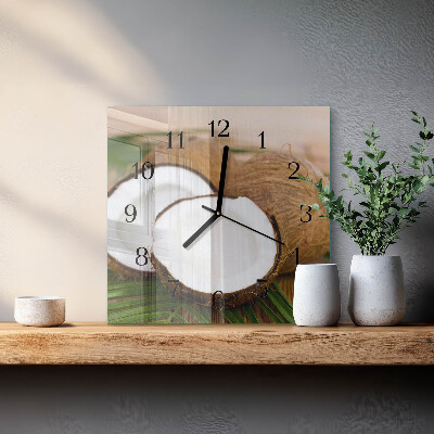 Quadrato orologio in vetro decorativo Noci di cocco