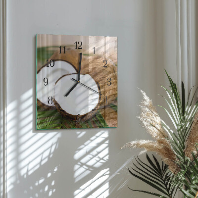 Quadrato orologio in vetro decorativo Noci di cocco