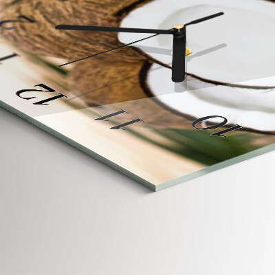 Quadrato orologio in vetro decorativo Noci di cocco
