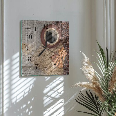 Quadrato orologio in vetro decorativo Chicchi di caffè