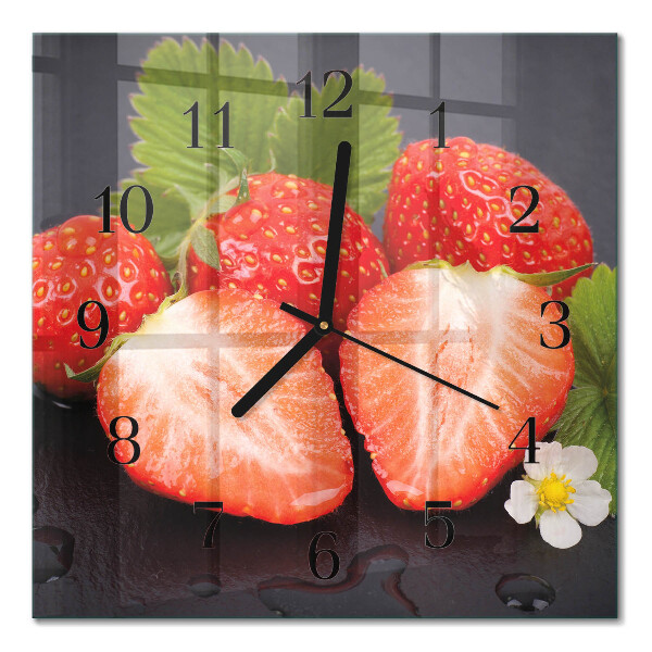 Quadrato orologio da parete Fragole