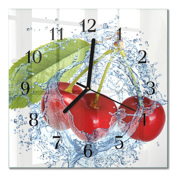 Quadrato orologio da parete Ciliegie