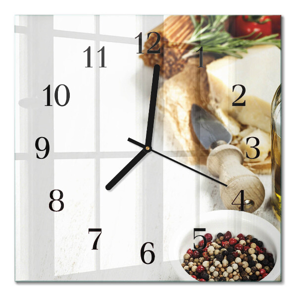 Quadrato orologio in vetro decorativo Pasta