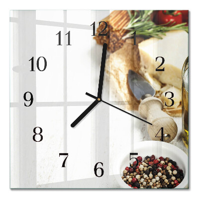 Quadrato orologio in vetro decorativo Pasta