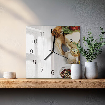 Quadrato orologio in vetro decorativo Pasta