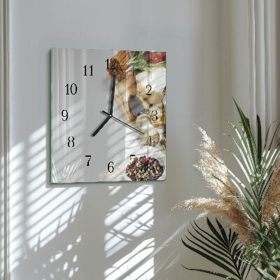 Quadrato orologio in vetro decorativo Pasta