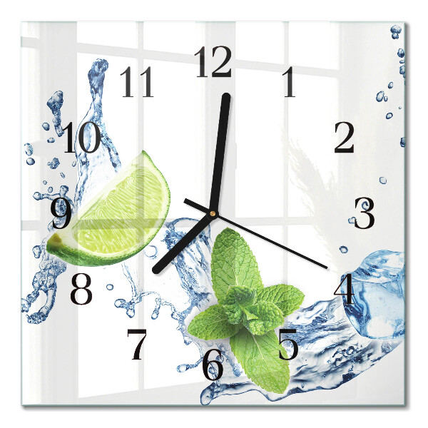 Orologio quadrato in vetro Menta con lime