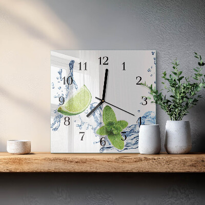 Orologio quadrato in vetro Menta con lime