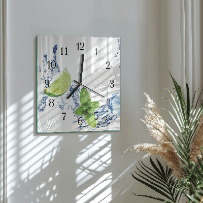 Orologio quadrato in vetro Menta con lime