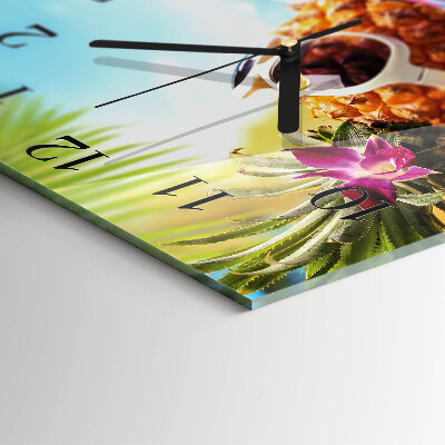 Quadrato orologio in vetro decorativo Ananas