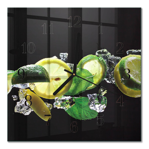 Orologio quadrato in vetro Limone e lime